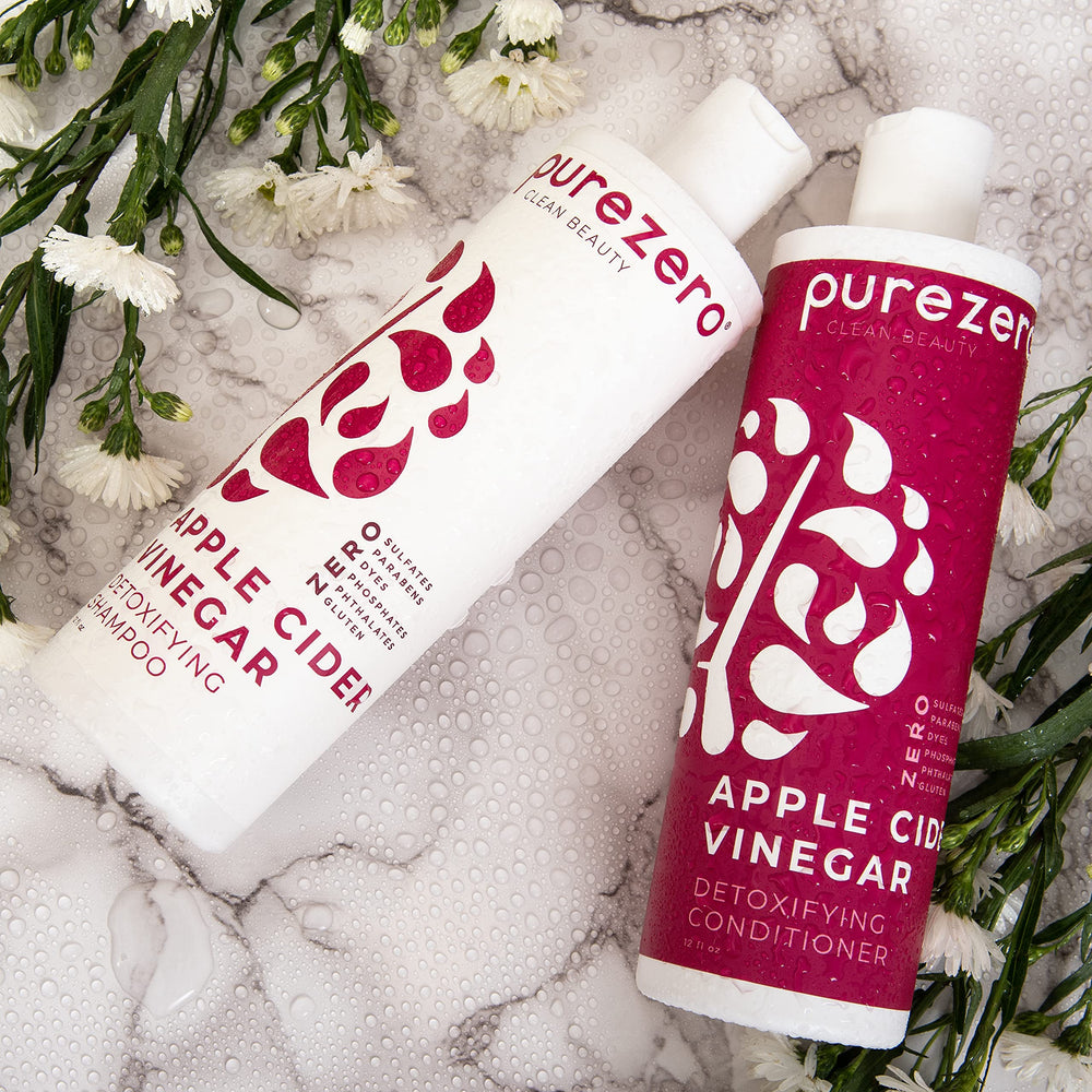 Purezero color-treated hair care routine image suggests salon shine.