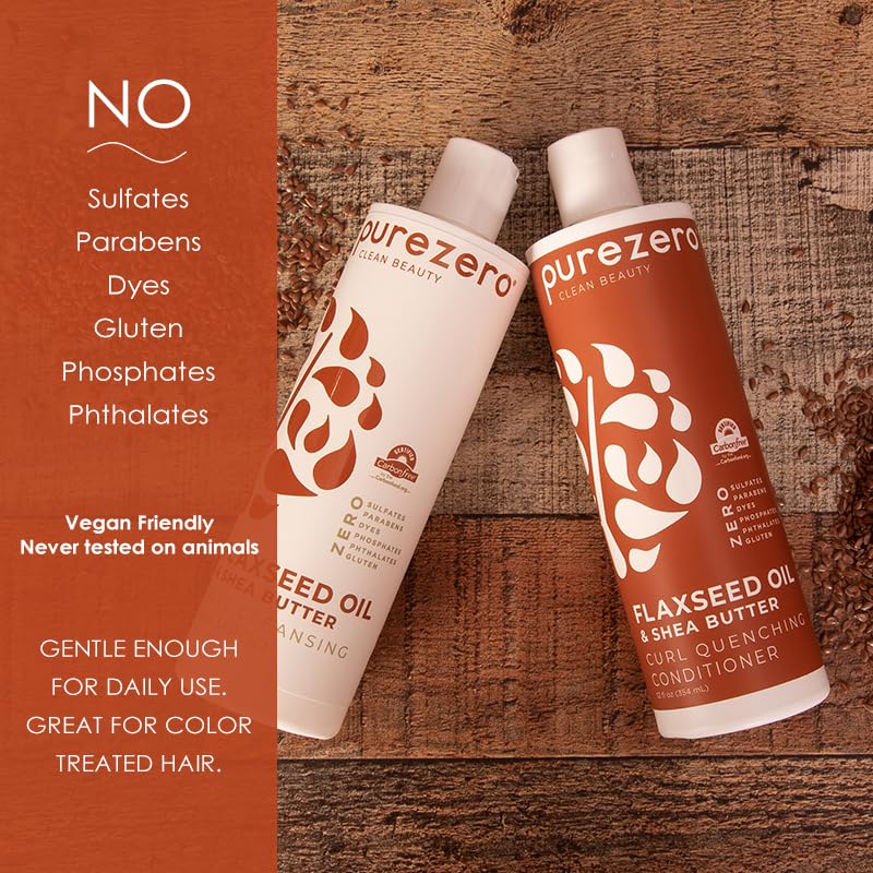 Purezero frizz control and shine close-up suggests detangle-ready curls with moisture