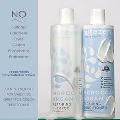 Purezero Moroccan Argan Oil Collection packaging showcases clean, salon-grade performance.