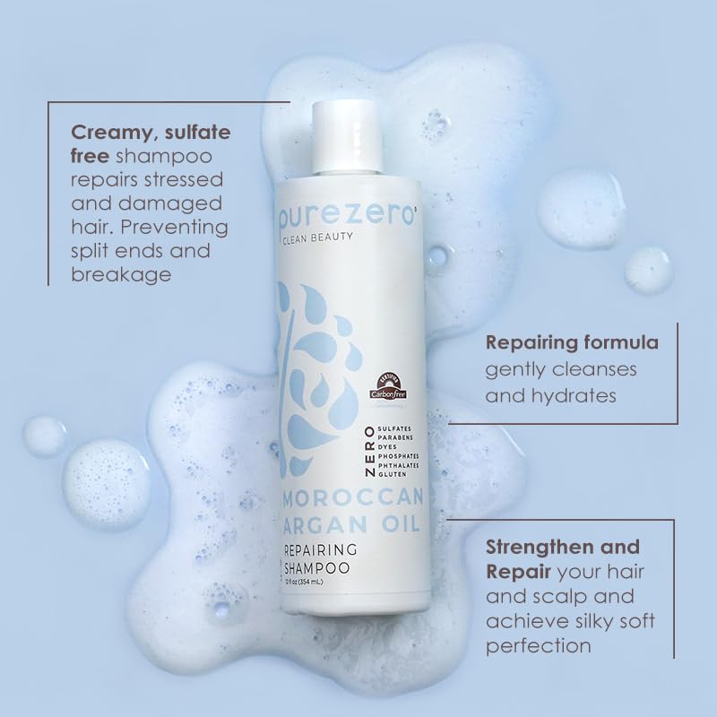 Purezero Moroccan Argan Oil Conditioner bottle front highlights smoothness and frizz control.