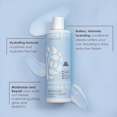 Purezero Shine-ready hair close-up suggests gloss and elasticity.