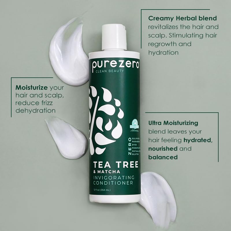 Purezero Tea Tree & Matcha set packaging highlights zero sulfates promise.