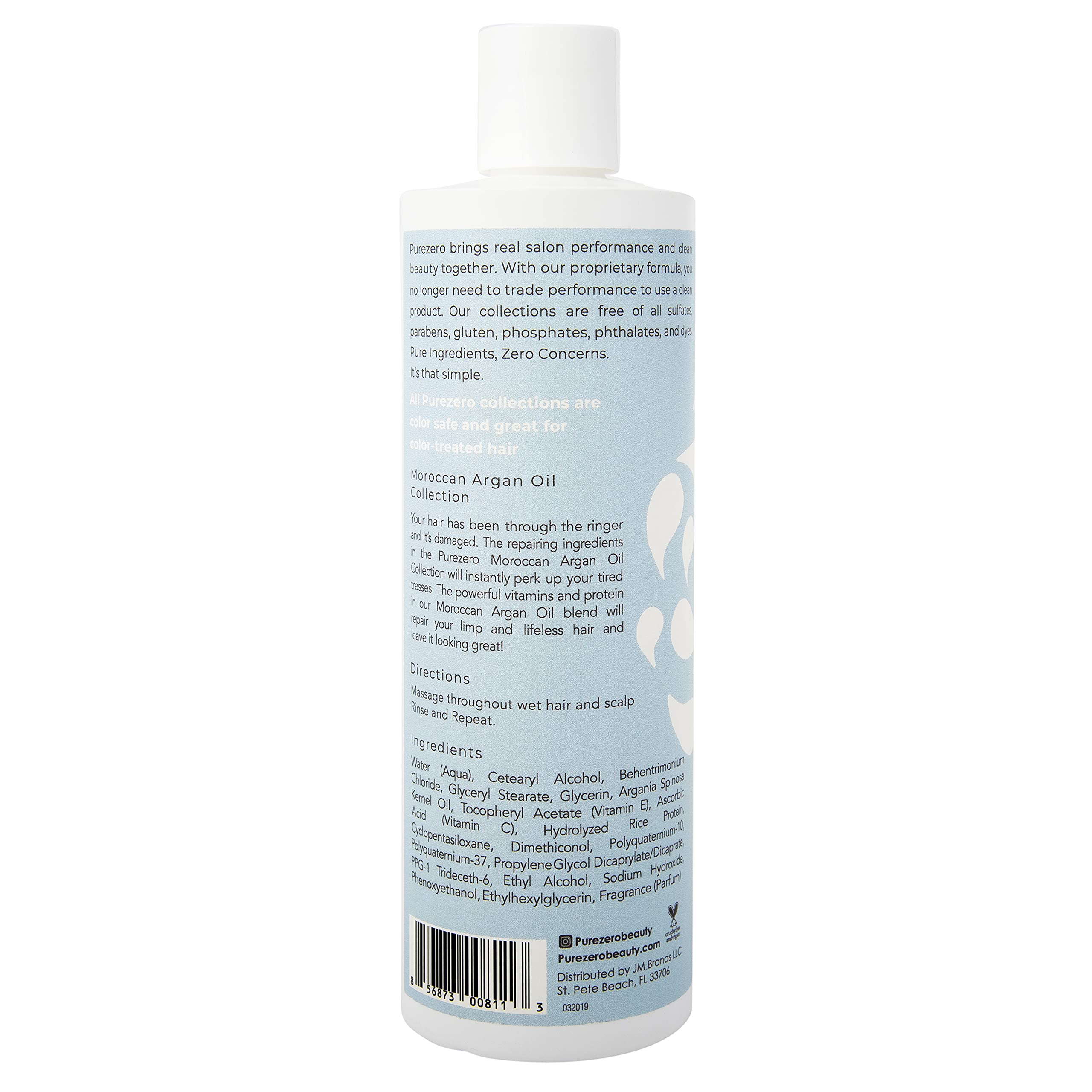 Purezero vegan cruelty-free badge signals ethical, gentle hair care.