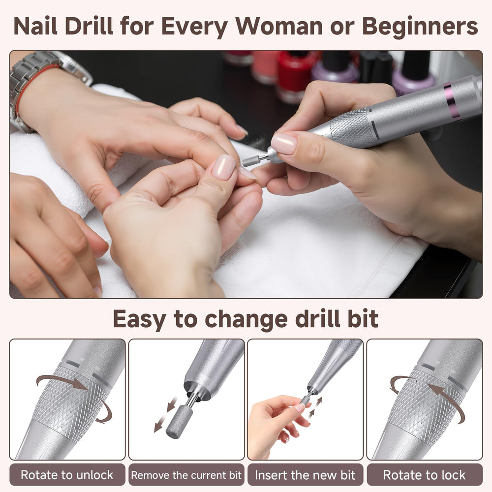 Puriom Nail Drill lightweight belt-clip design for easy travel.