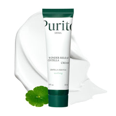 PURITO Centella Cream jar closeup highlighting rich texture for hydration.