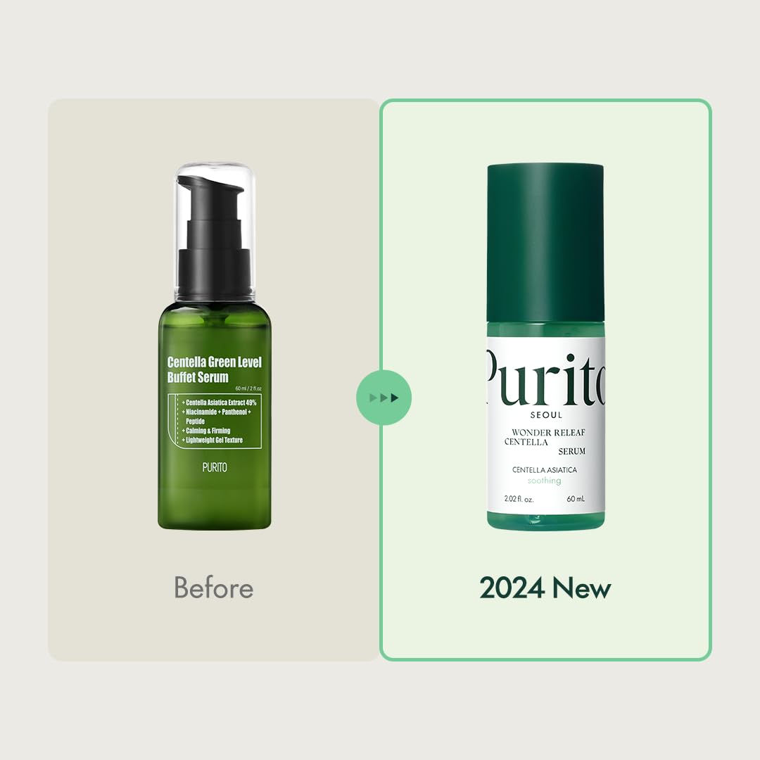 PURITO Centella Serum dispensing action highlighting quick soothing for redness.
