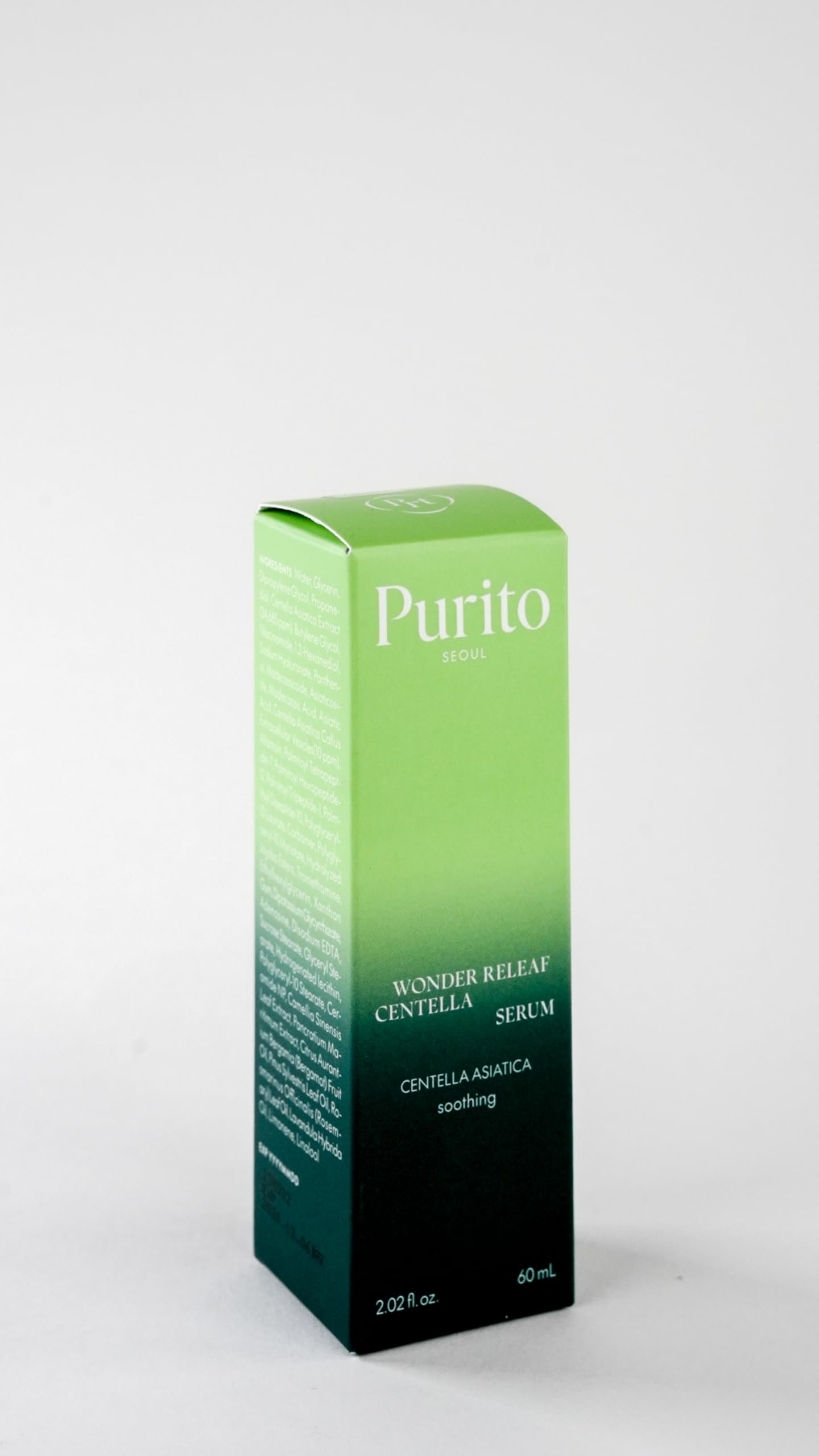 PURITO Centella Serum ingredient focus on Centella for calming benefits.