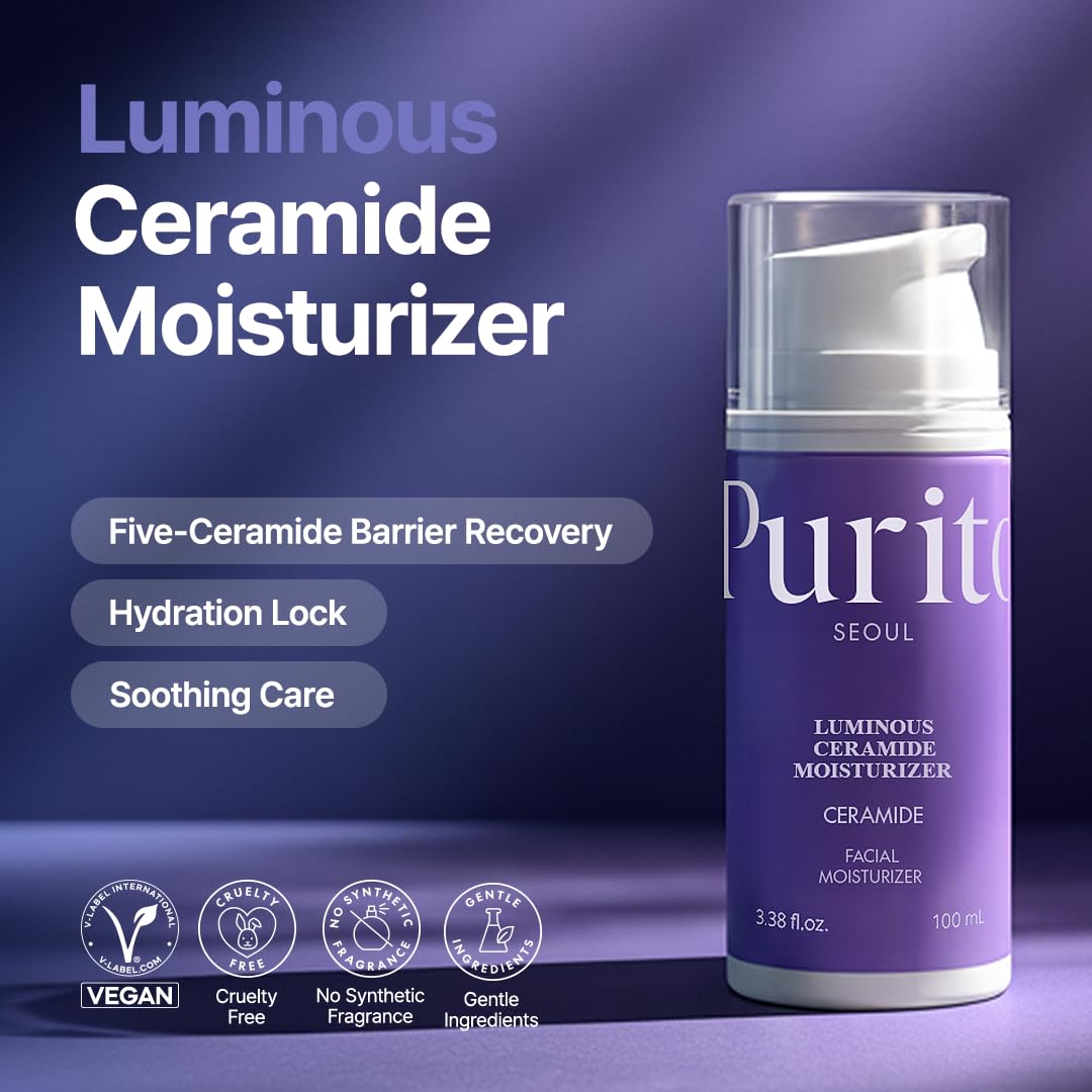 Purito ceramide barrier recovery illustration highlights barrier support for dry skin.