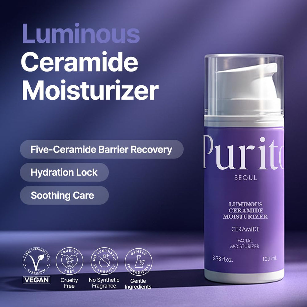 Purito ceramide barrier recovery illustration highlights barrier support for dry skin.