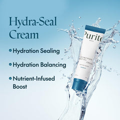 Purito Deep Sea Cream bottle with water imagery highlighting mineral-rich hydration.