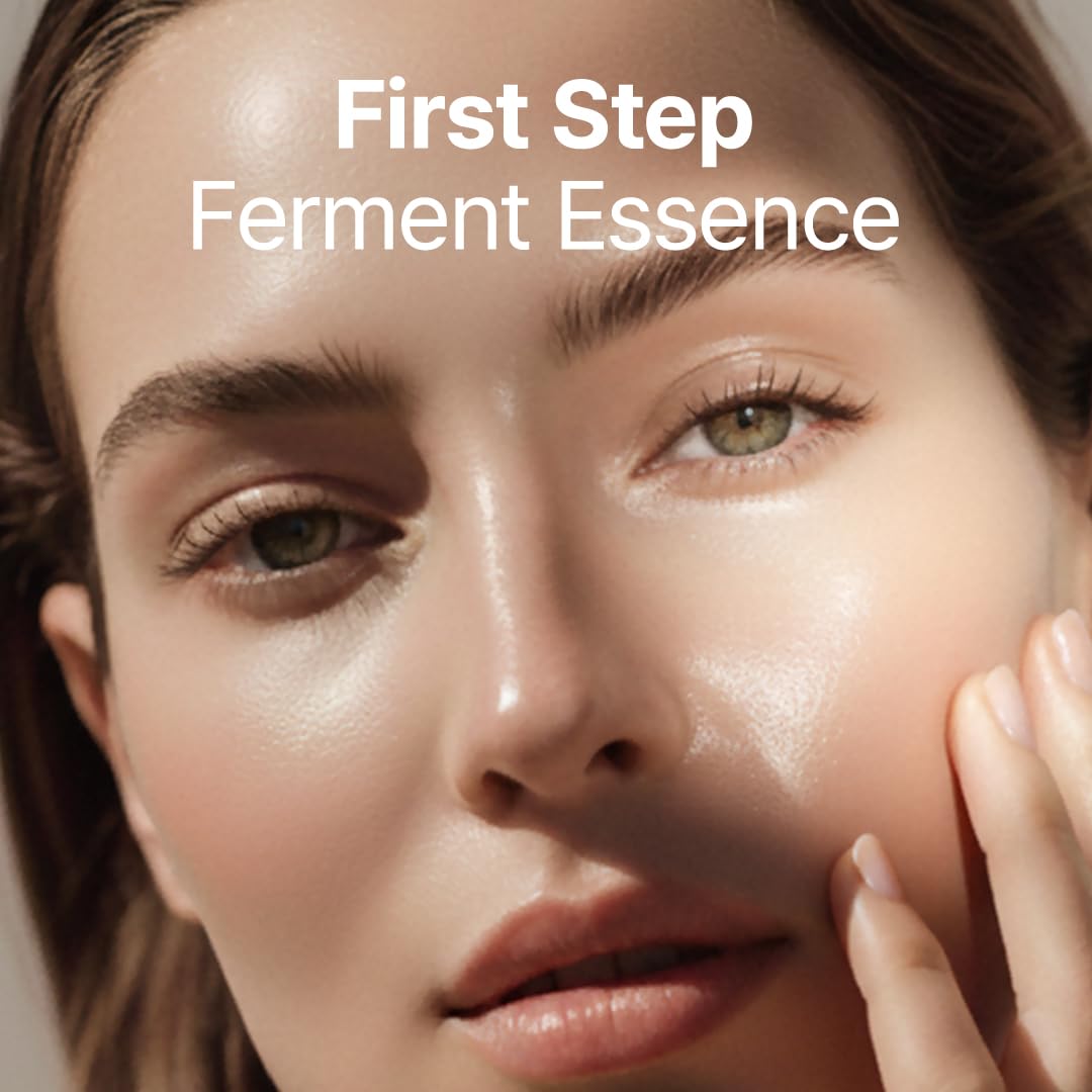 Purito Fermented Complex 94 boosting essence application on cheek illustrates smooth, even tone prep.