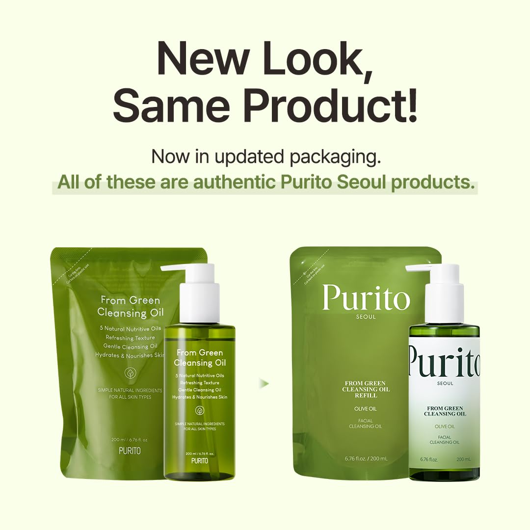Purito From Green Cleansing Oil Set five-oil blend close-up highlights moisturizing cleanse.