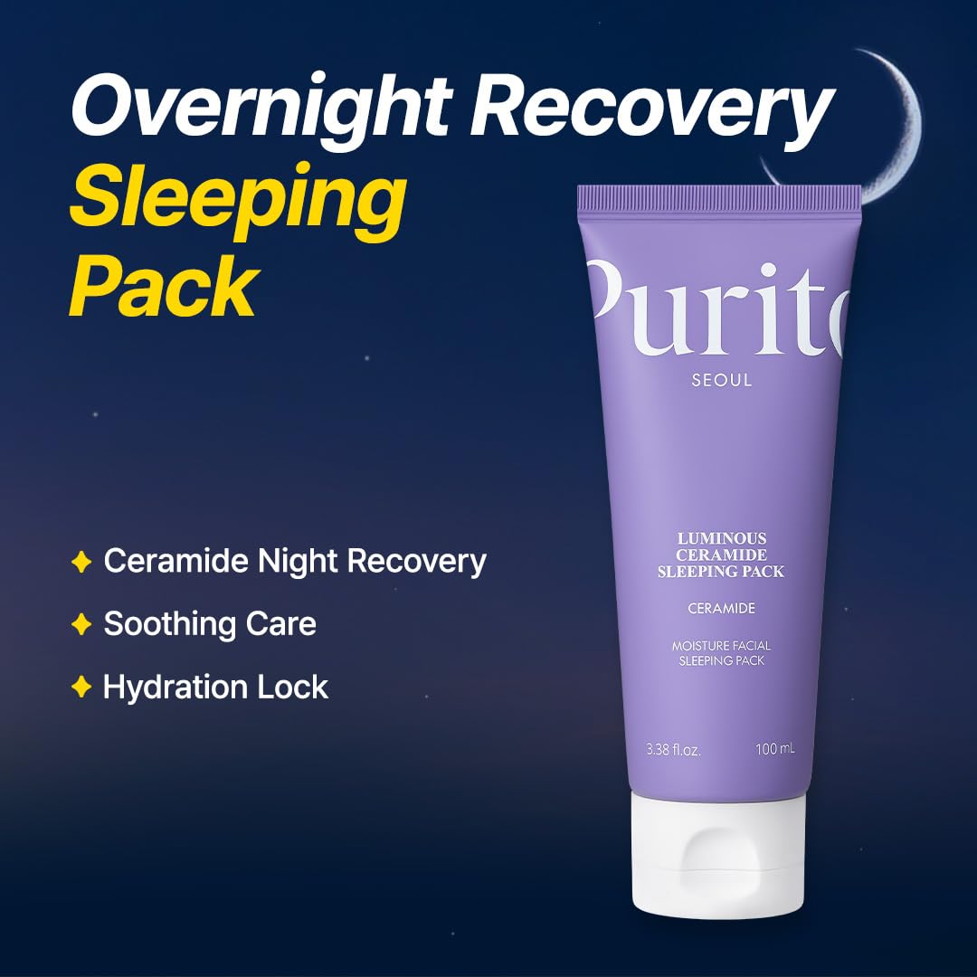 Purito Luminous Ceramide Sleeping Pack cream swirl showing rich hydration