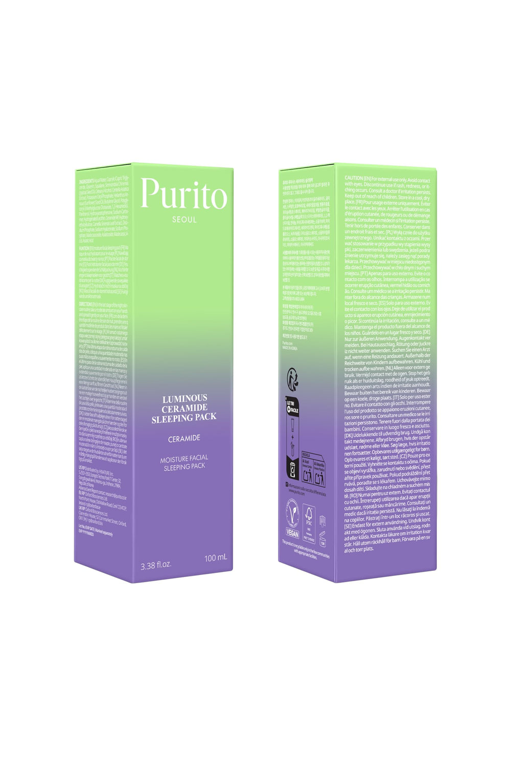 Purito Luminous Ceramide Sleeping Pack night application scene for skincare ritual