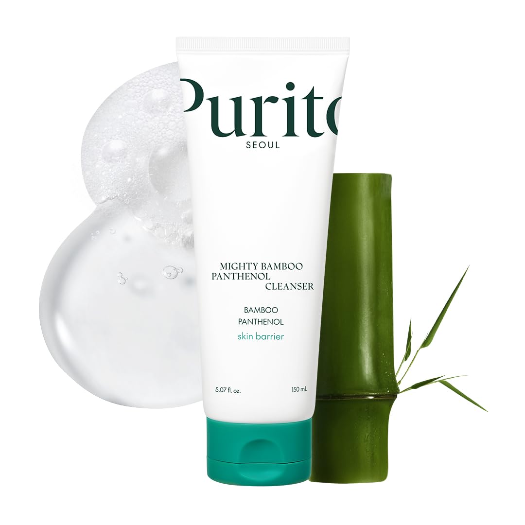 PURITO Mighty Bamboo Panthenol Cleanser bottle closeup for gentle barrier protection