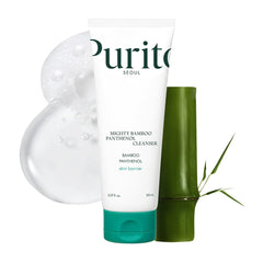PURITO Mighty Bamboo Panthenol Cleanser bottle closeup for gentle barrier protection