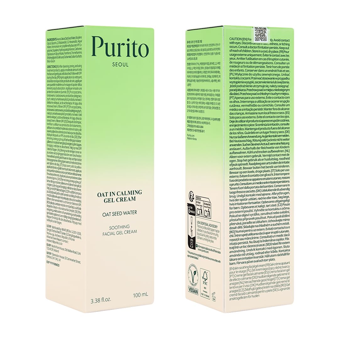 PURITO Oat In Calming Gel Cream ideal for daily skincare routine