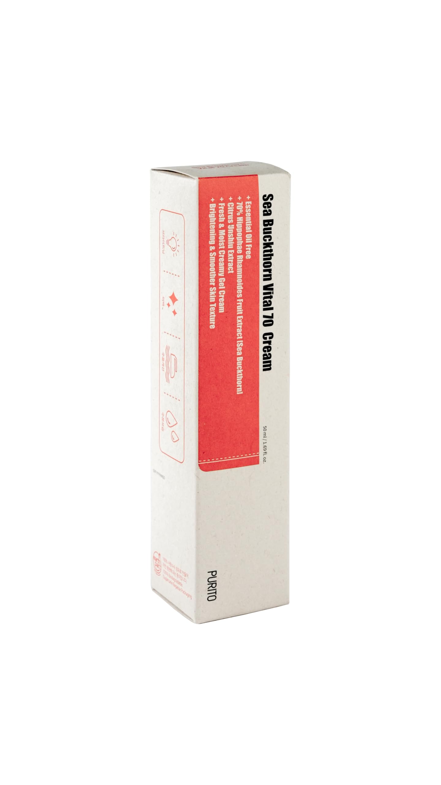 PURITO Sea Buckthorn Vital 70 Cream label shows 70% sea buckthorn extract