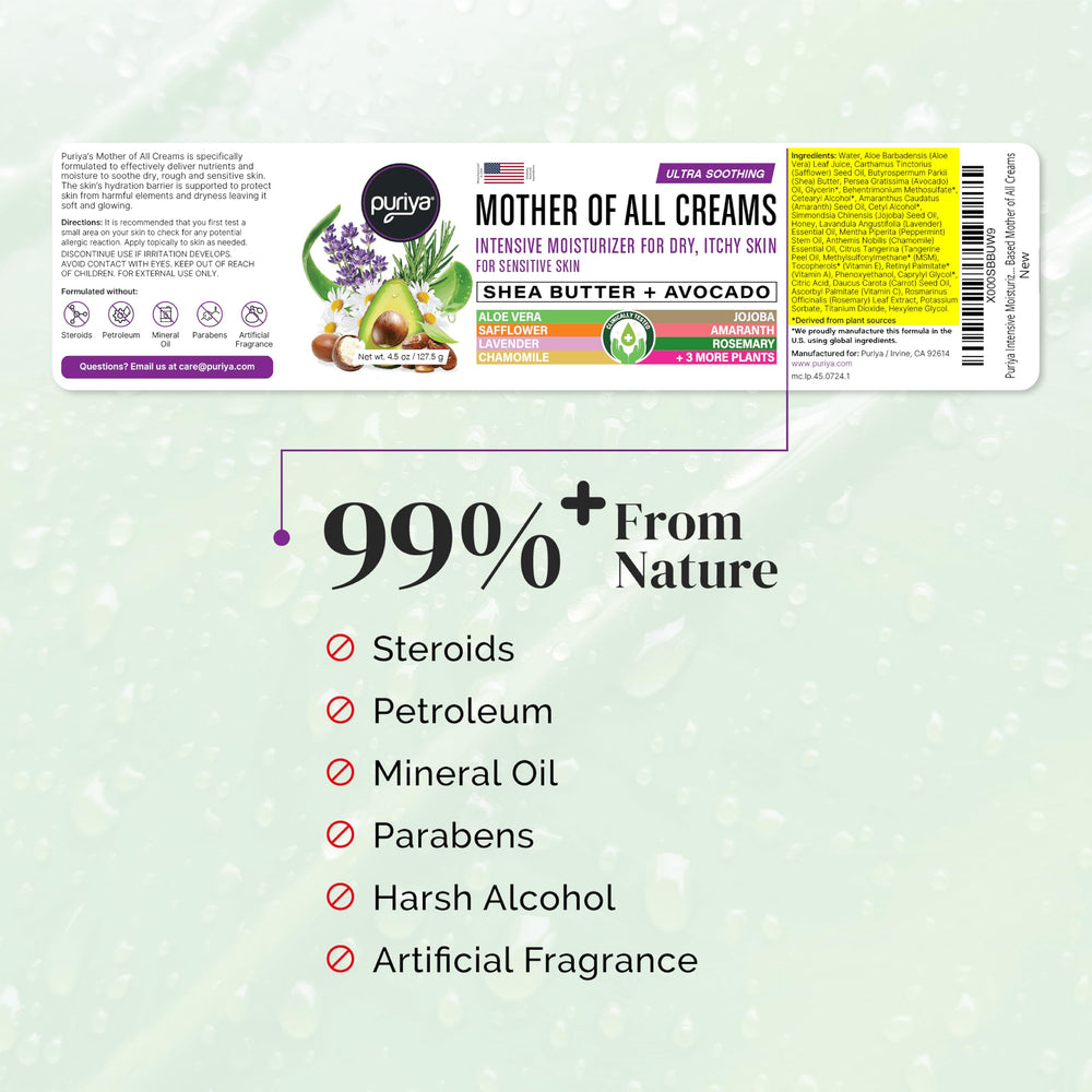 Puriya Intensive Moisturizer aloe vera jojoba oil creamy texture for sensitive skin.