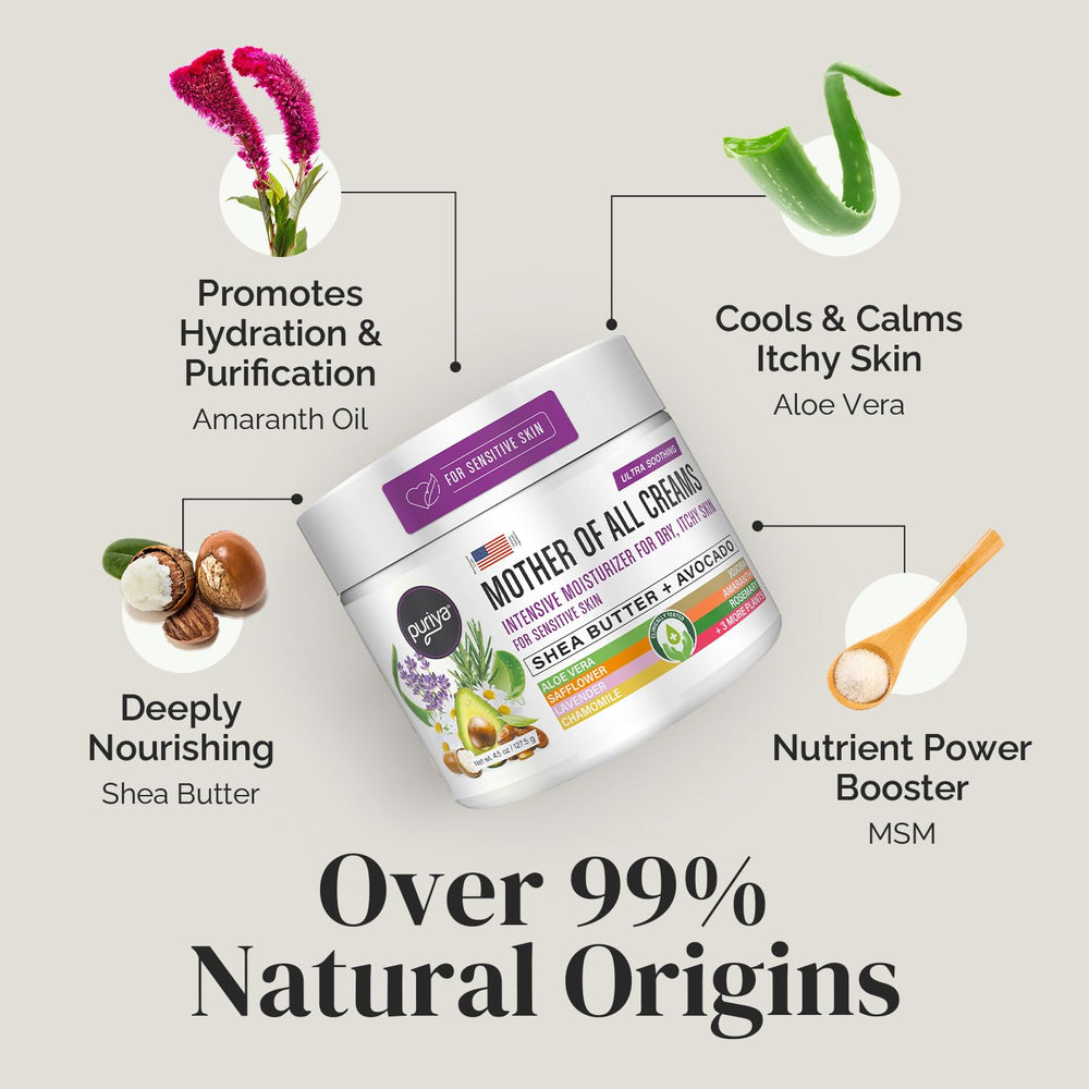 Puriya Intensive Moisturizer USA-made plant-based cream ideal for daily care.