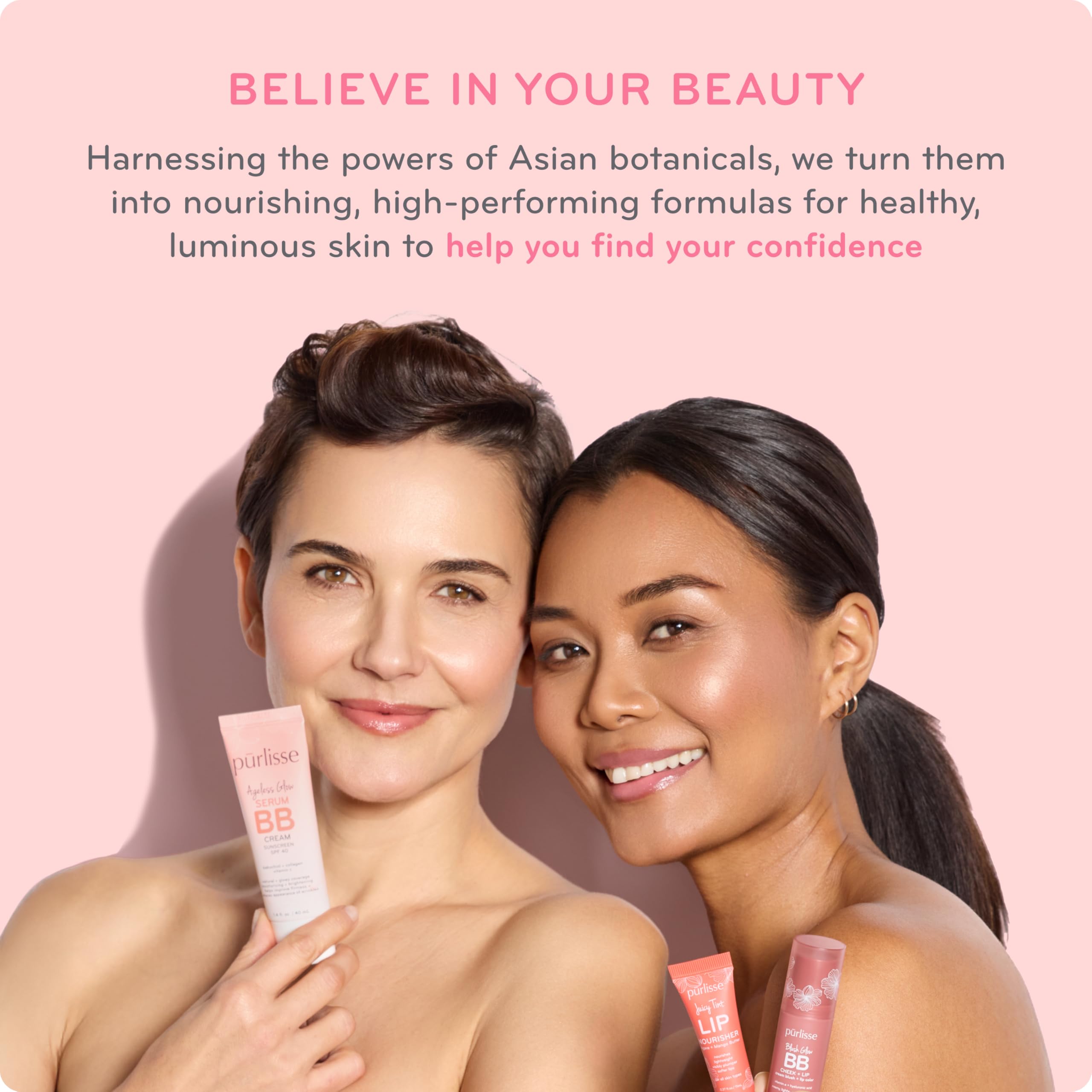 Pūrlisse Perfect Glow BB Cream jasmine-infused formula promotes luminous skin.