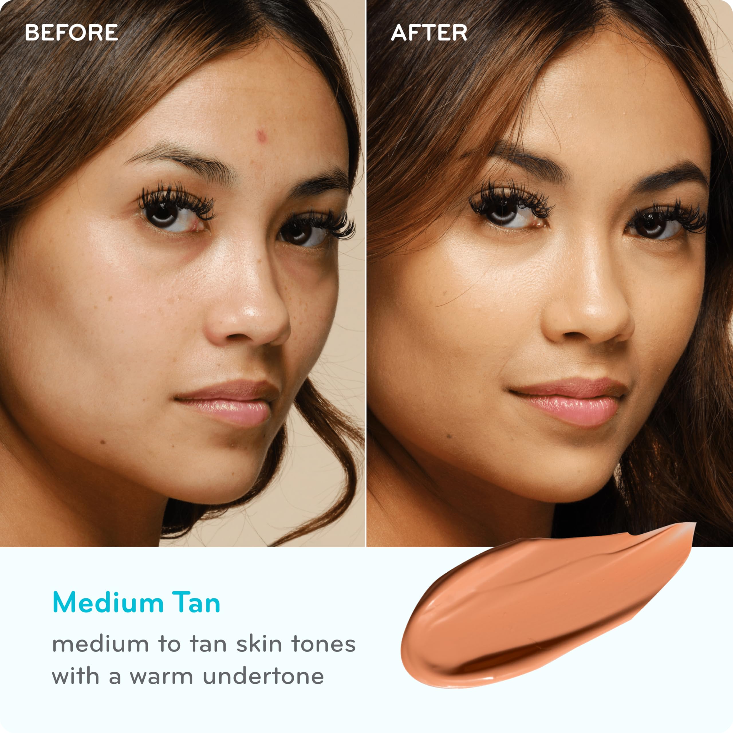 Pūrlisse Perfect Glow BB Cream medium tan swatch demonstrates shade match and radiant glow.