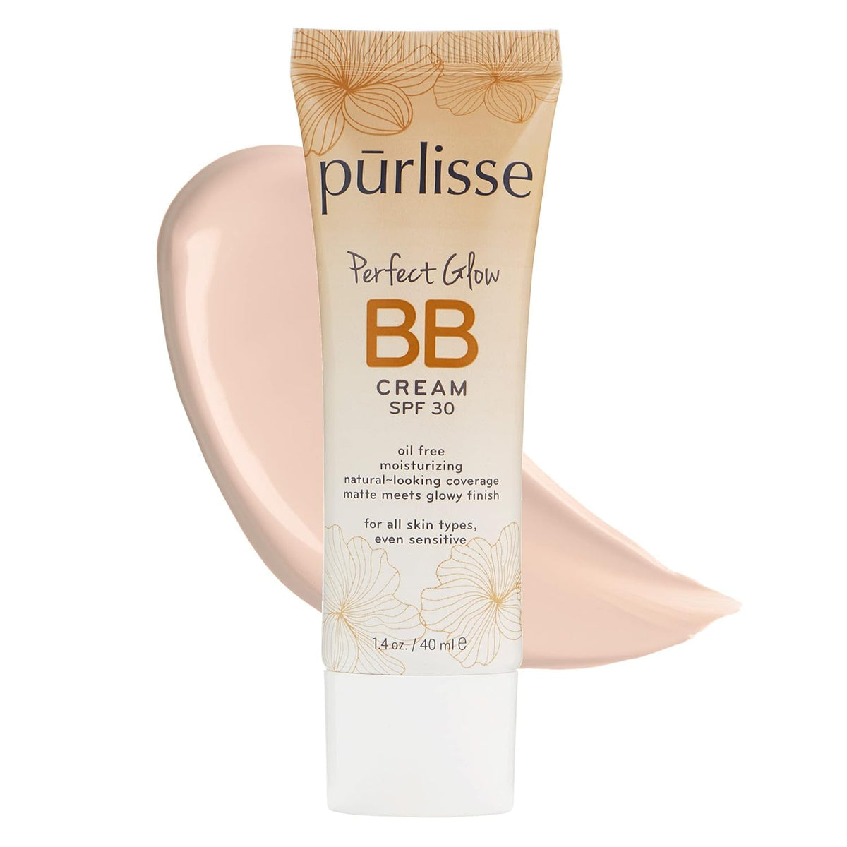 purlisse Perfect Glow BB Cream SPF 30 jar shows a versatile matte-to-dewy finish