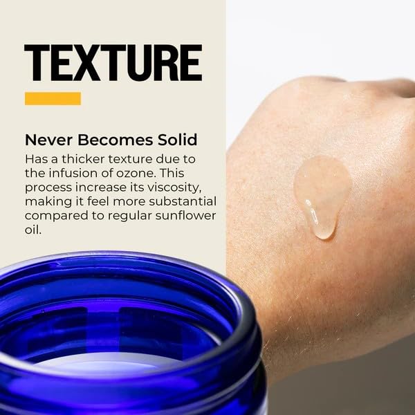 PurO3 fully ozonated oil pour demonstrates thick, luxurious texture ready for application.