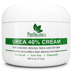 PurOrganica Urea 40% foot cream jar close-up for premium repair.