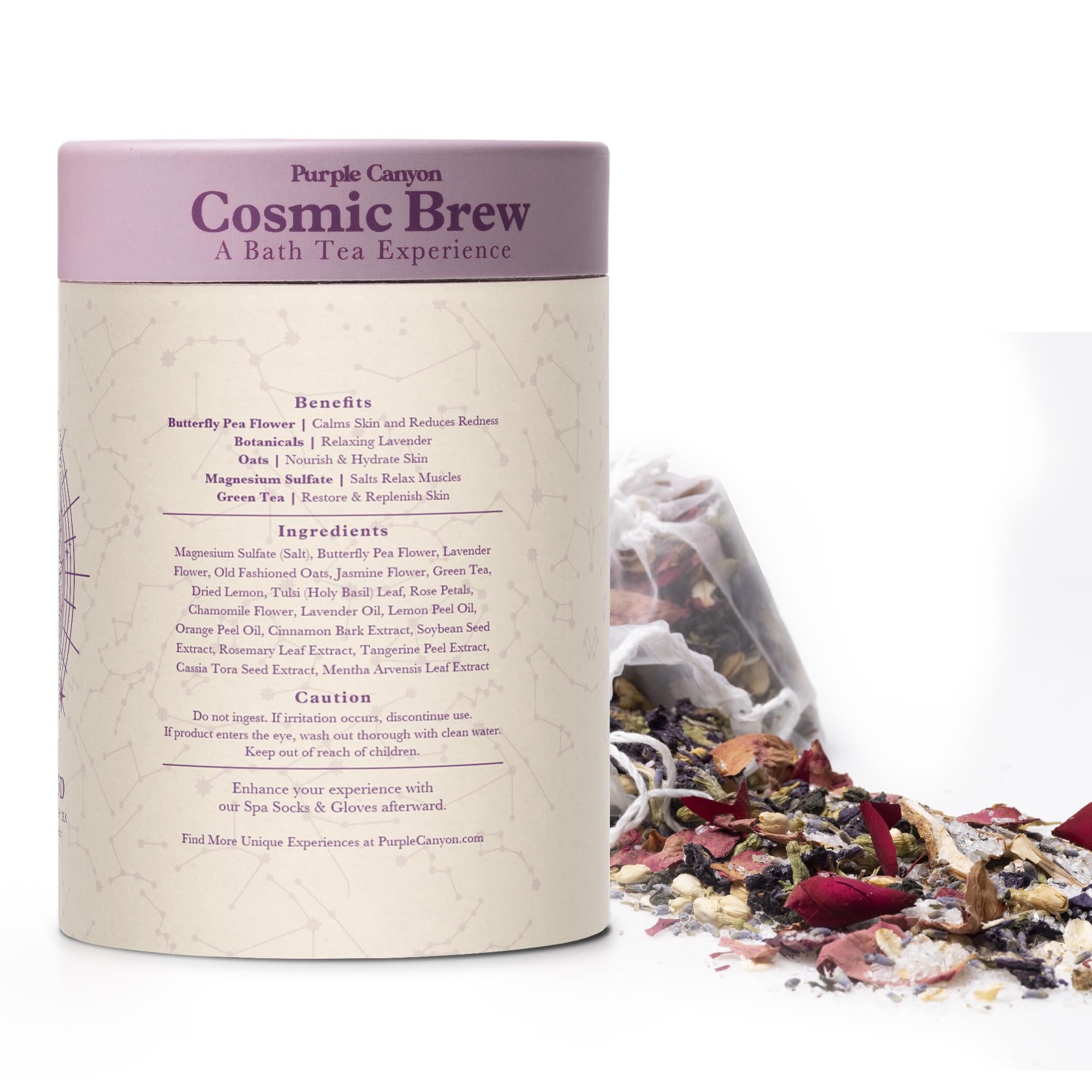 Purple Canyon Lunar Bath Tea ingredients list promises premium, fragrance-free self-care
