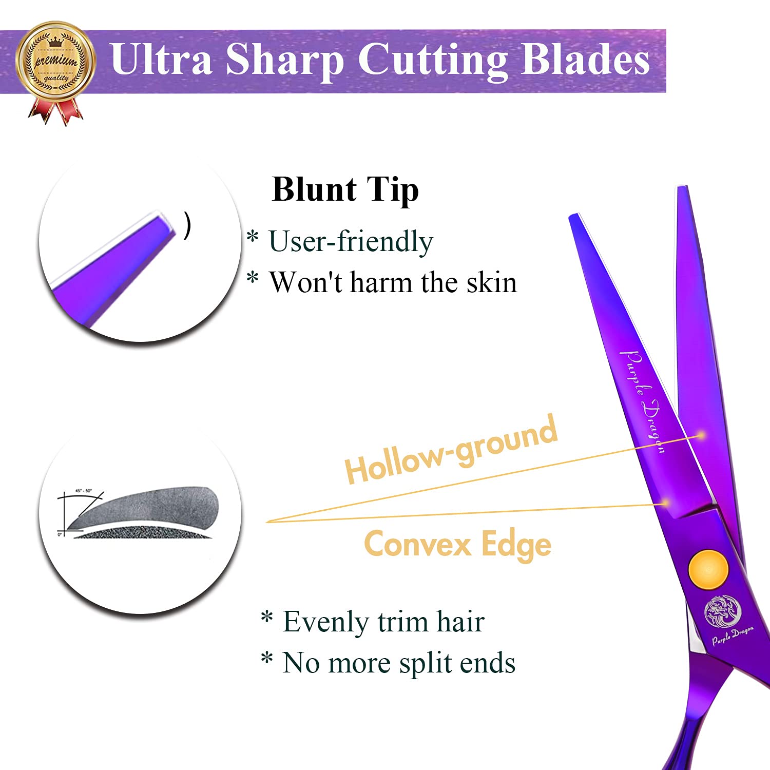 Purple Dragon leather scissors case closeup showing durable storage