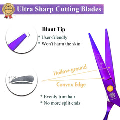 Purple Dragon leather scissors case closeup showing durable storage