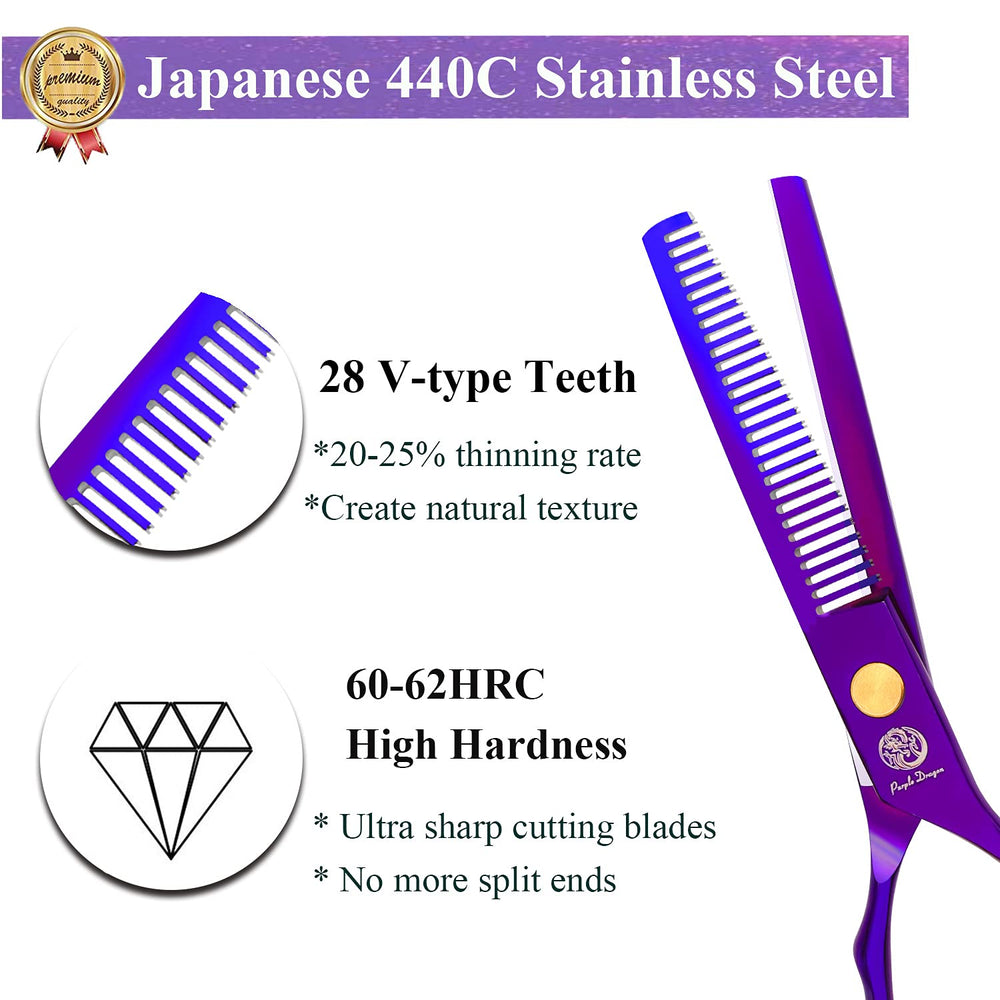 Purple Dragon professional barber shears in hand for confident grip