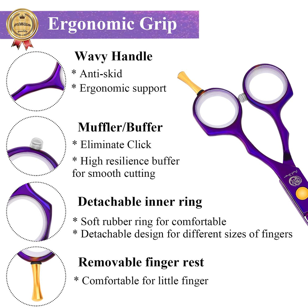 Purple Dragon texturizing shears in use for layered styling