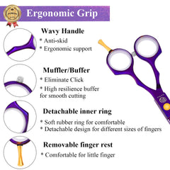 Purple Dragon texturizing shears in use for layered styling