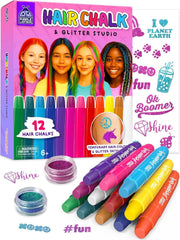 PURPLE LADYBUG hair chalk set with 12 colors for vivid kids' hair