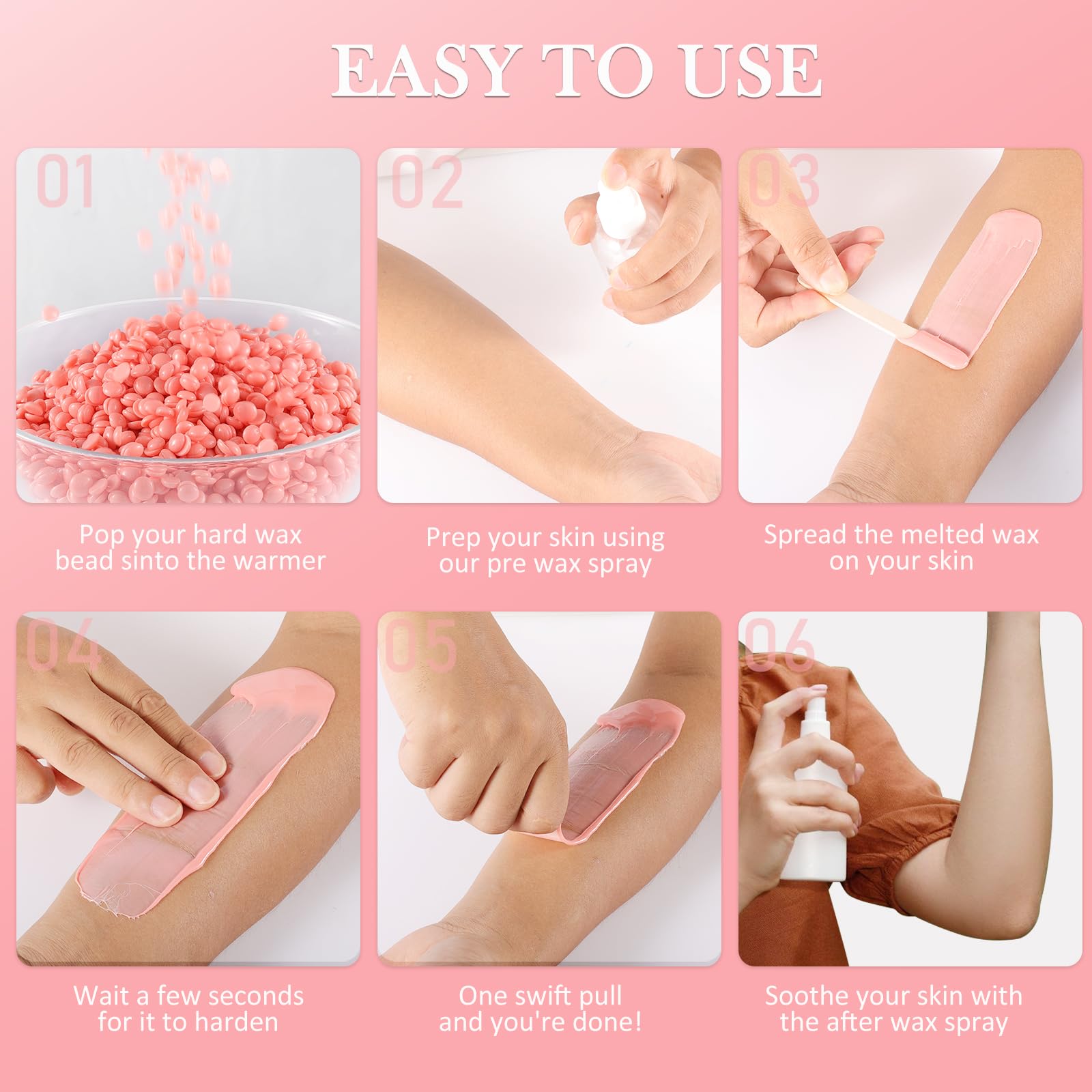 Purplesky sensitive-skin pearls closeup emphasizes low-temp formula gentle on skin.