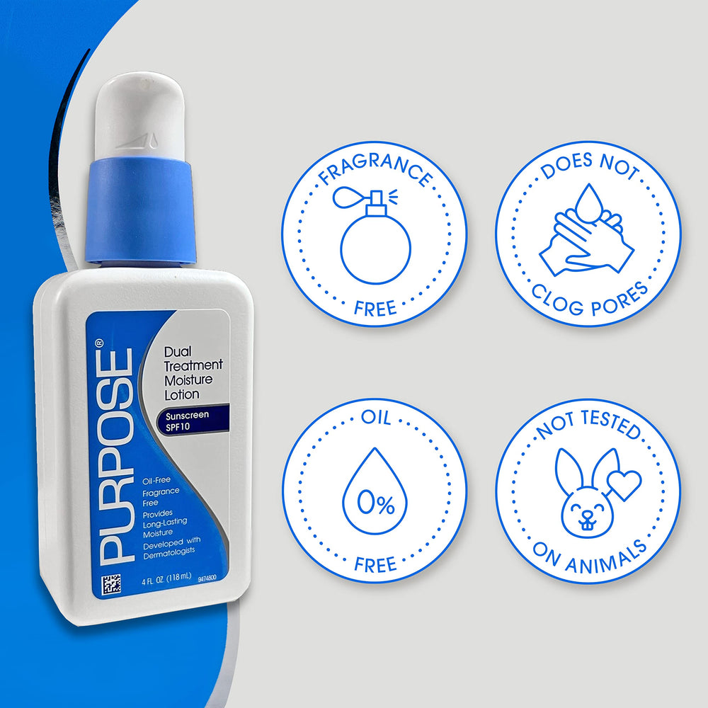Purpose Dual Treatment Moisturizer SPF 10 ingredients closeup—transparent details for informed skincare choices.