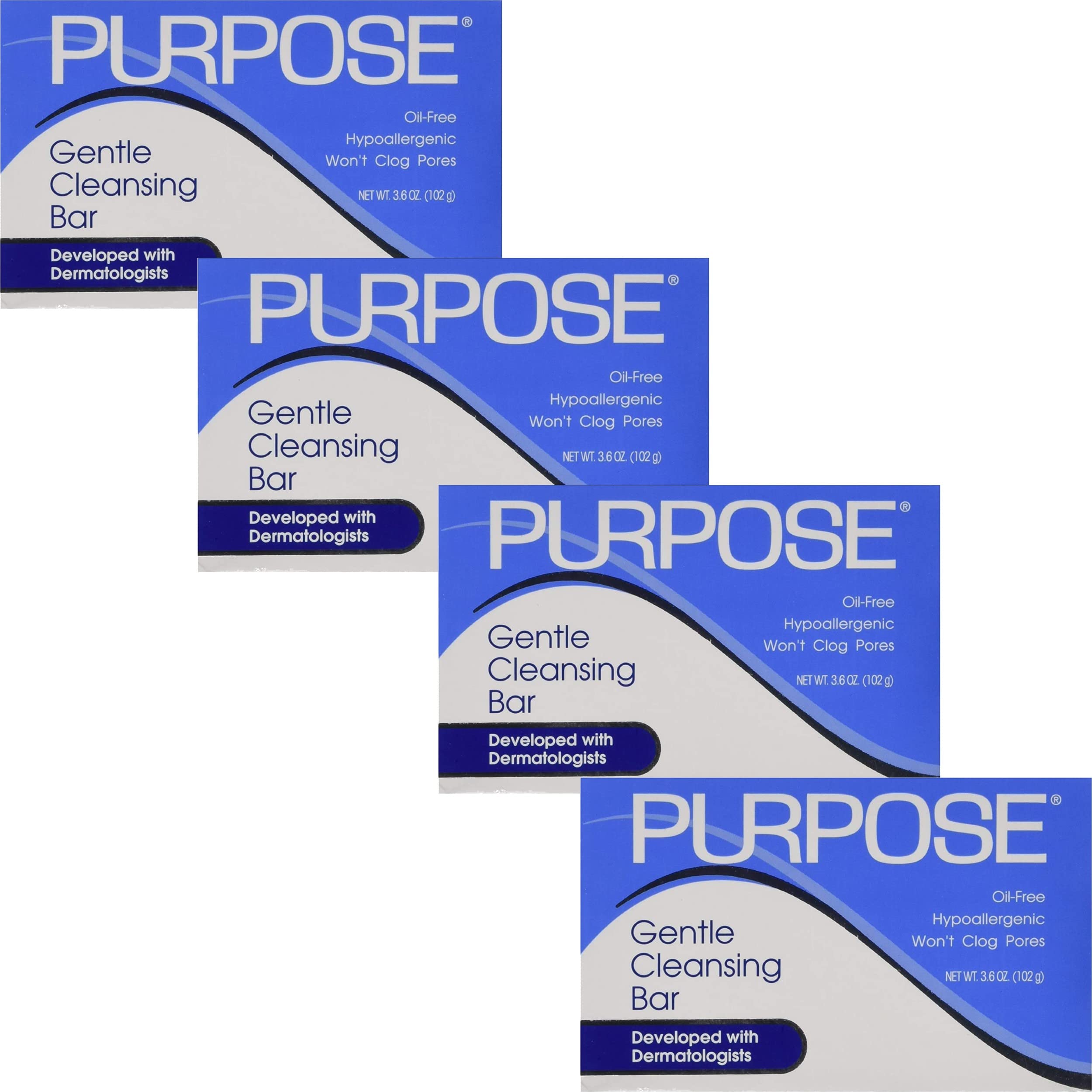 Purpose Gentle Cleansing Bar pack details, dermatologist recommended, oil-free