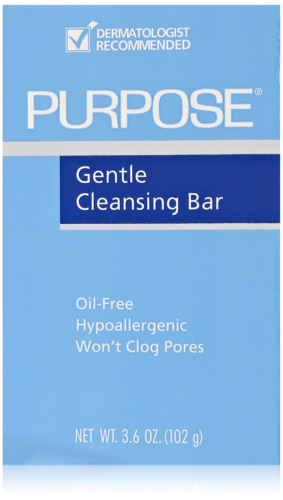 PURPOSE Gentle Cleansing Bar pack shot showing gentle cleansing for all skin types