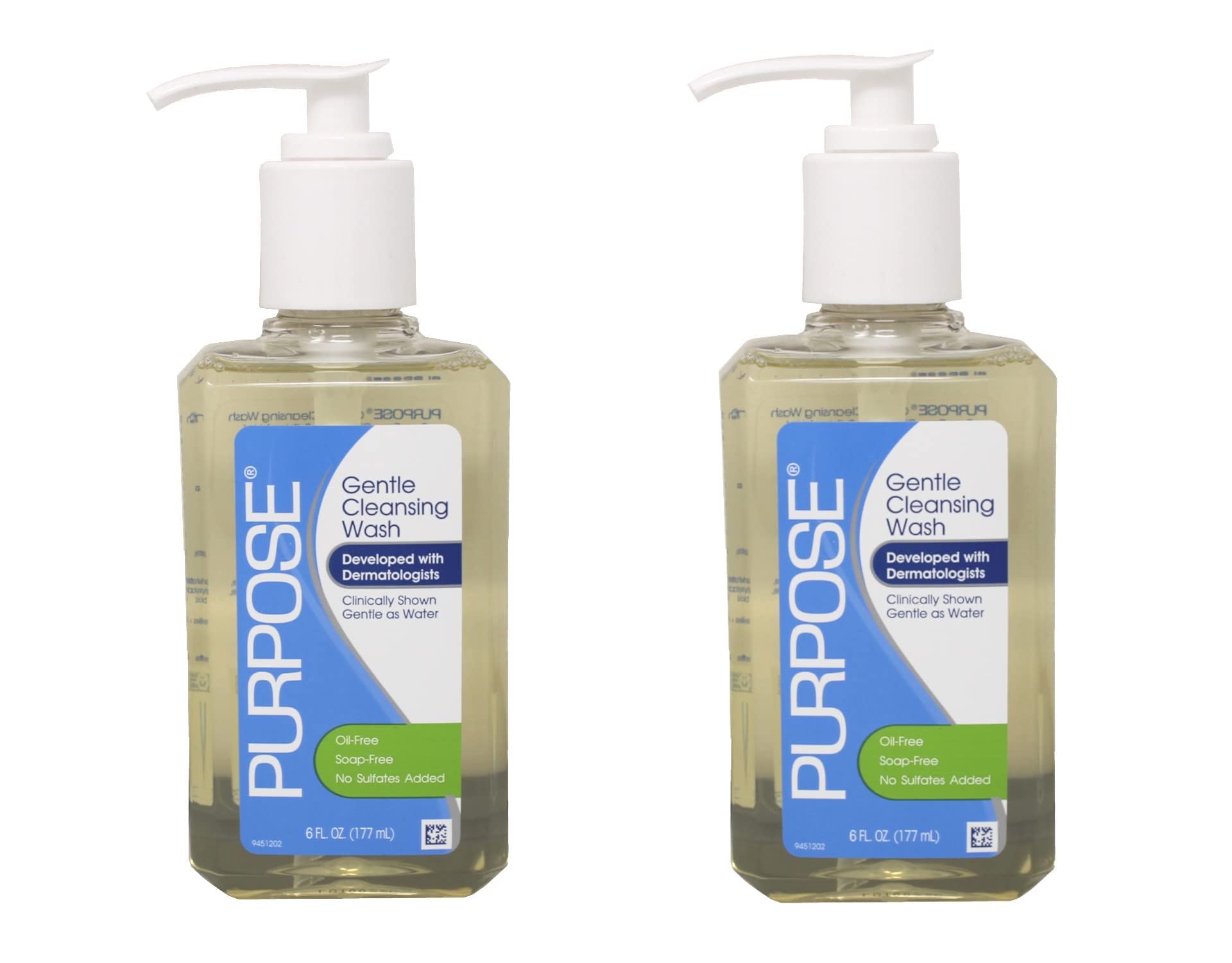 Purpose Gentle Cleansing Wash bottle top view shows gentle daily cleansing for sensitive skin.