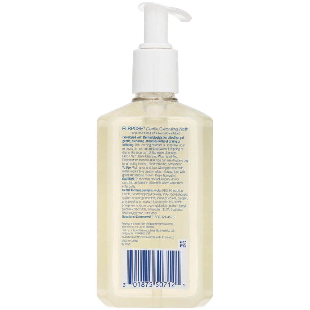 Purpose Gentle Cleansing Wash 6oz packaging image highlights portable, mess-free cleansing.