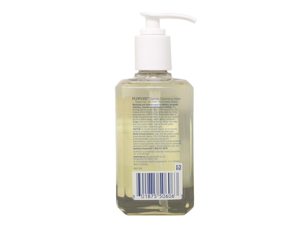 Purpose Gentle Cleansing Wash routine setup shows effortless morning and night cleansing.