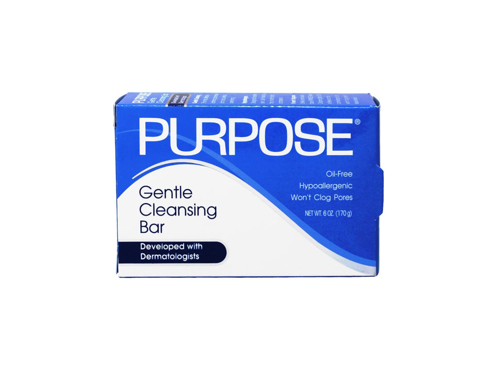 Purpose pack12 cleansing bars display emphasizing budget-friendly, daily hypoallergenic cleansing.