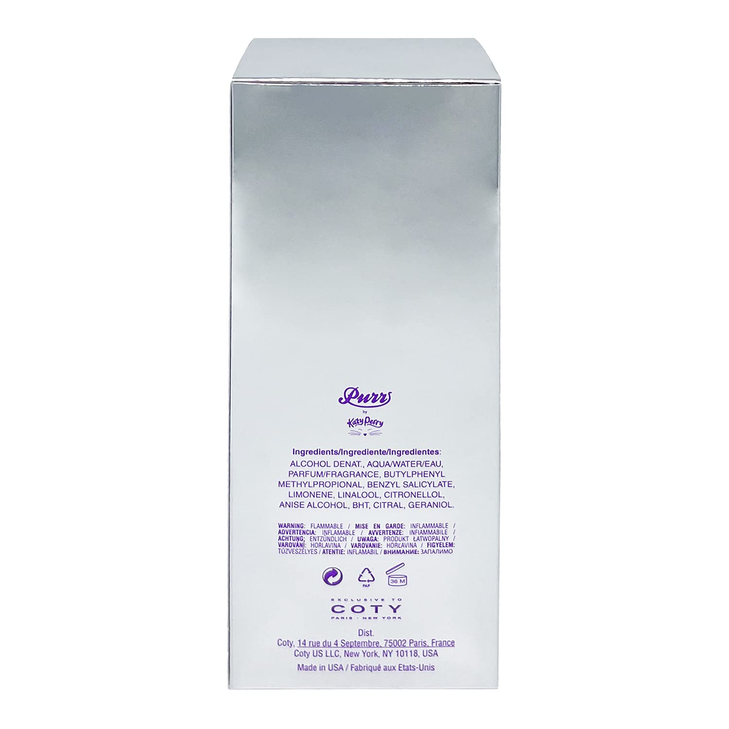 Purr by Katy Perry cap closeup highlights secure spray for easy use.