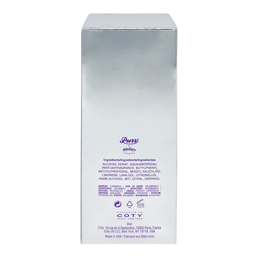 Purr by Katy Perry cap closeup highlights secure spray for easy use.