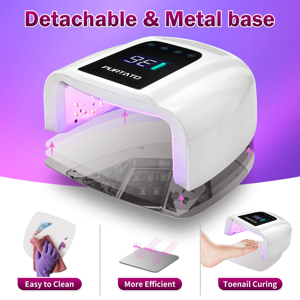Purtato nail lamp LCD display presents adjustable timers for precise curing