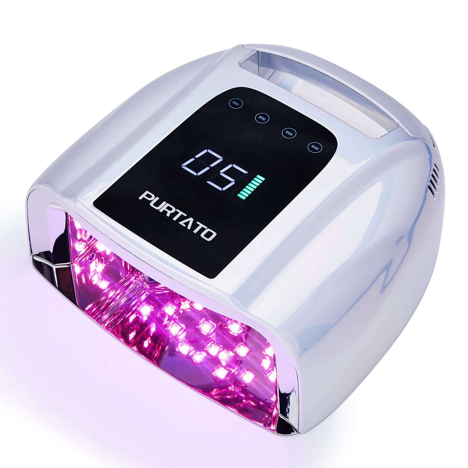 Purtato nail lamp usage scene showing cordless convenience and at-home professional results.