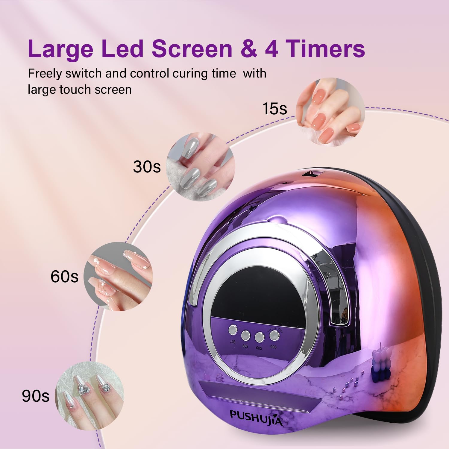 PUSHUJIA hands-free operation enhances precision during gel polish sessions.