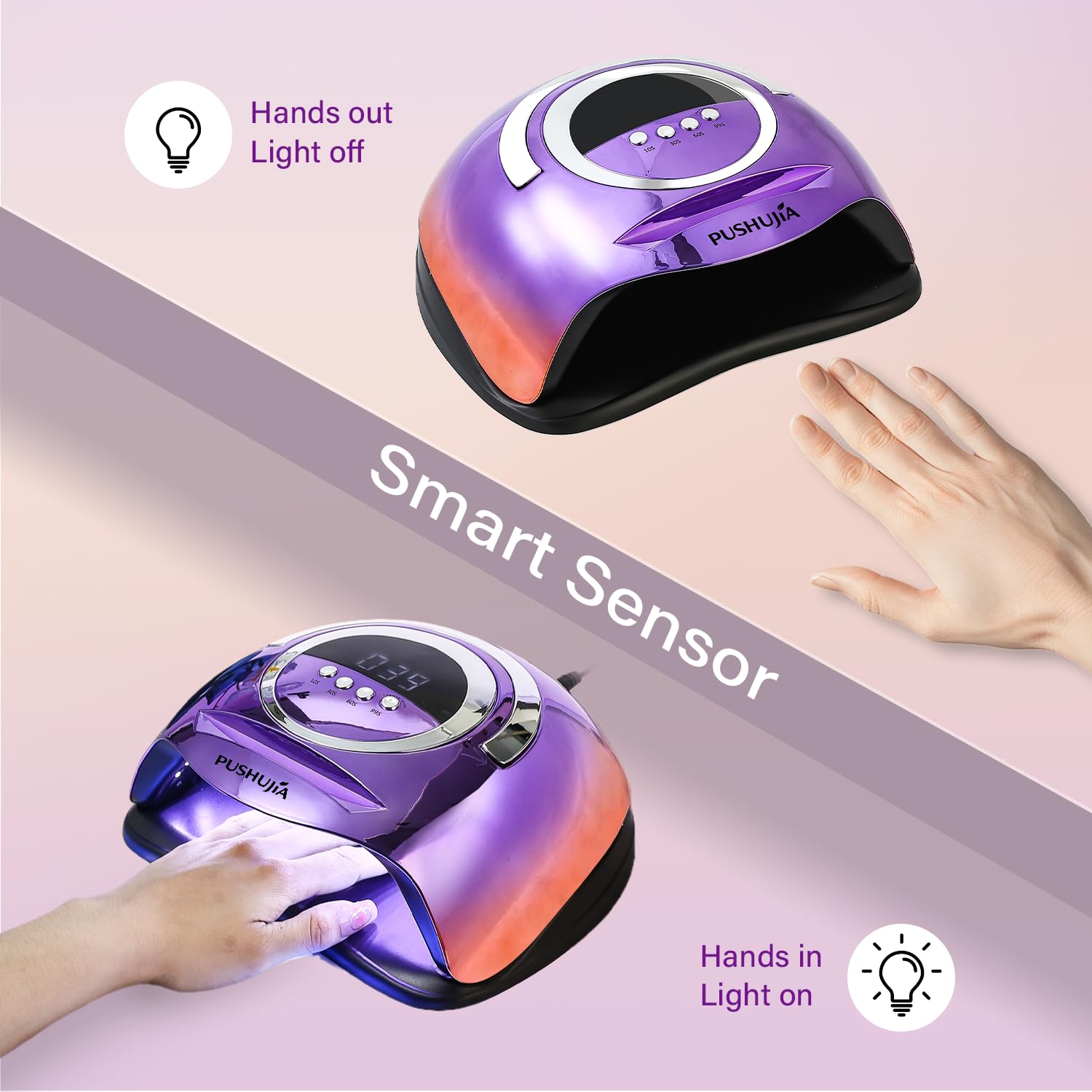 PUSHUJIA professional-grade nail lamp ready for salon or home use.